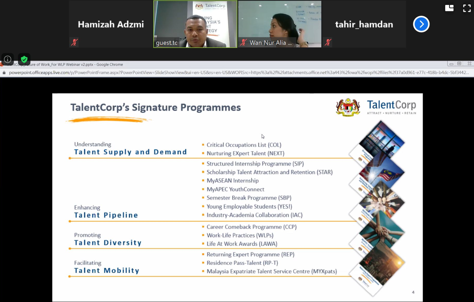 Amril introduced TalentCorp’s initiatives to webinar participants.