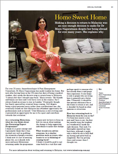 Going Places - January 2014: Dr. Maya Nagaratnam, Pantai Hospital